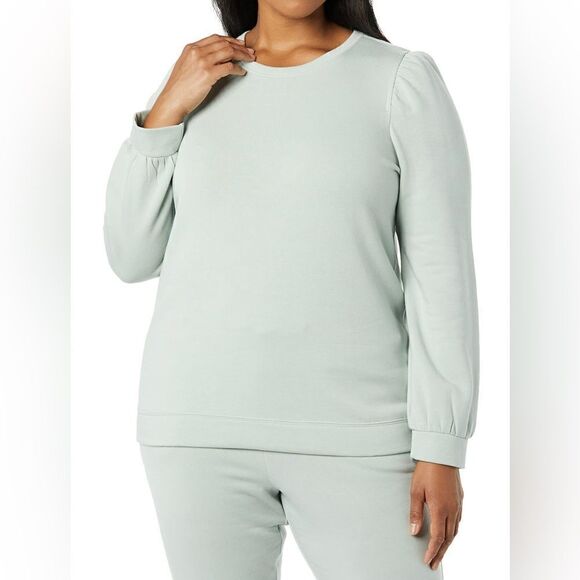NWT Women’s Amazon Aware Gray Puff Sleeve Long Sleeve Sweatshirt Size Large - Picture 2 of 8